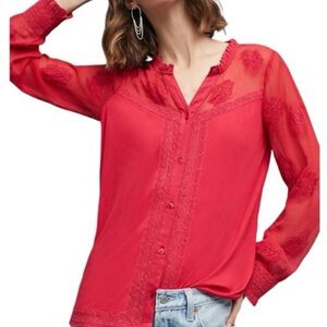 NWT Anthropologie Meadow Rue Floral Henley Top - Size M